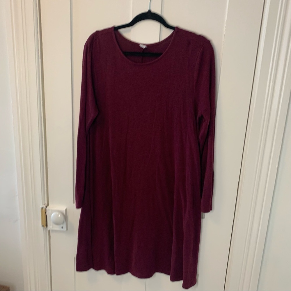 Old Navy Maroon Long Sleeve Swing Line Dress